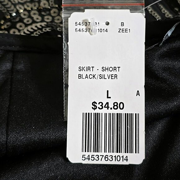Black Silver Glam Skirt L FOREVER 21 Mini New Barbiecore Princesscore Holiday - Picture 11 of 11